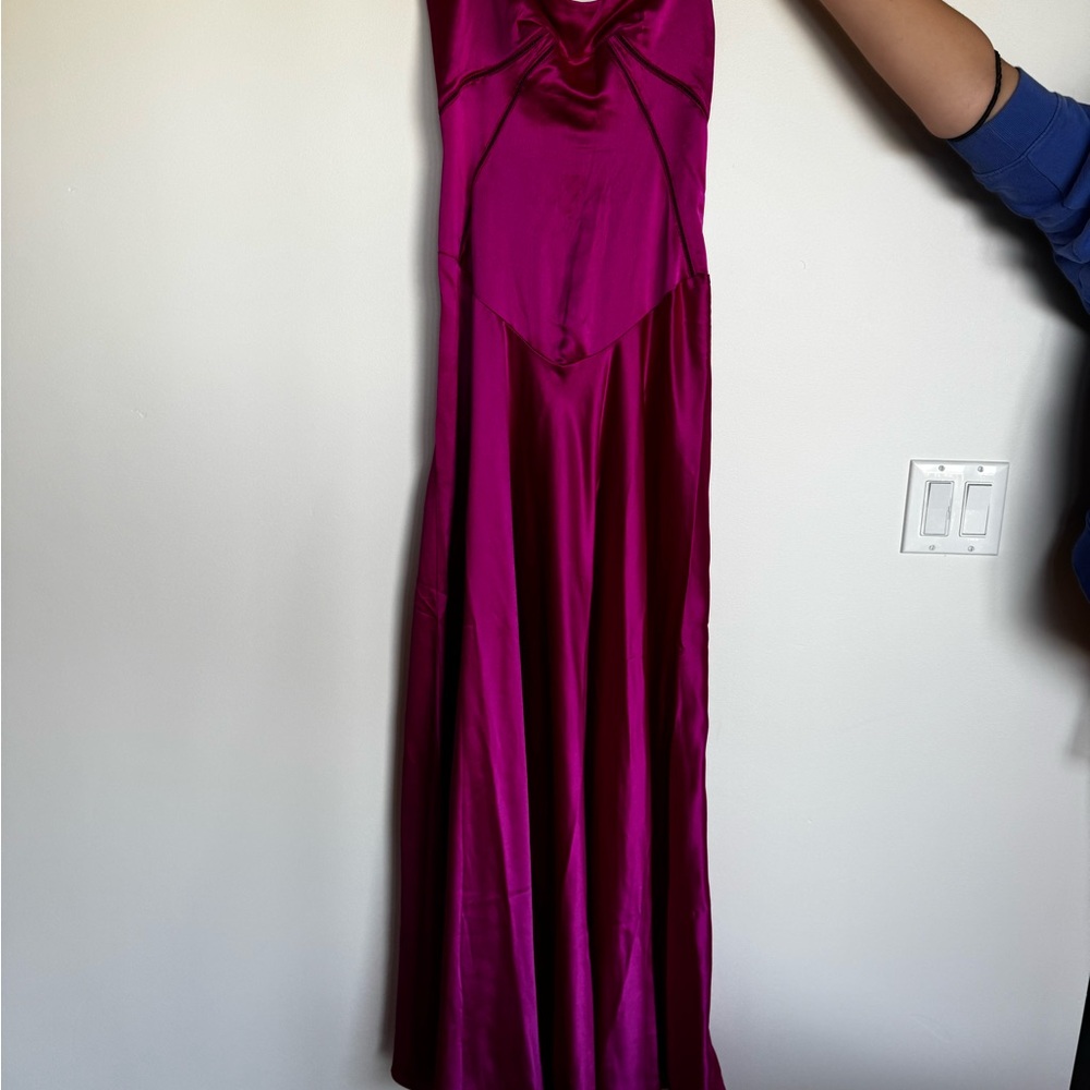 House of CB Pink Ruched Halter Gown
